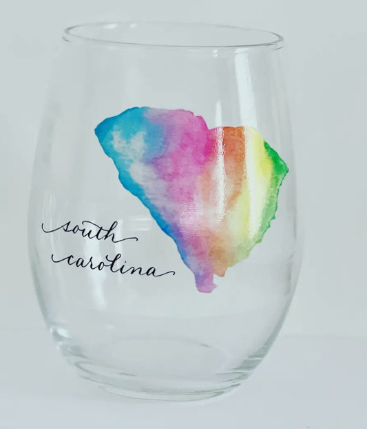SC Watercolor Wine Glass