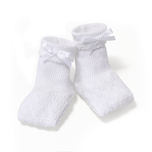 White Booties w/Bows | White/White