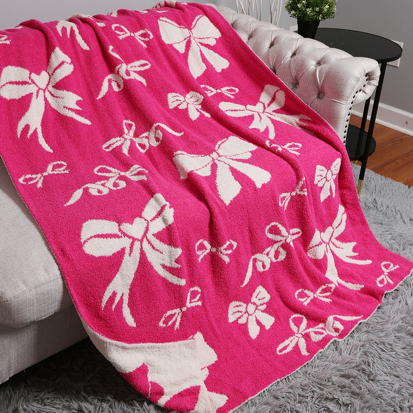 Throw Blanket | Ribbons | Fuchsia