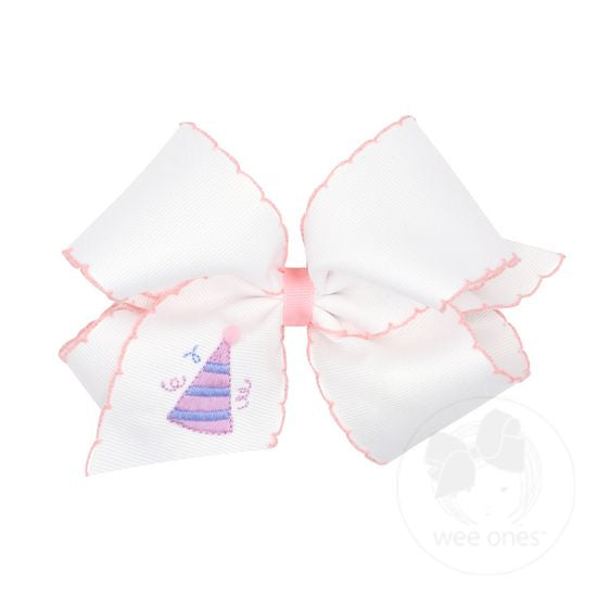 King Grosgrain Hair Bow with Moonstitch Edge - Hat