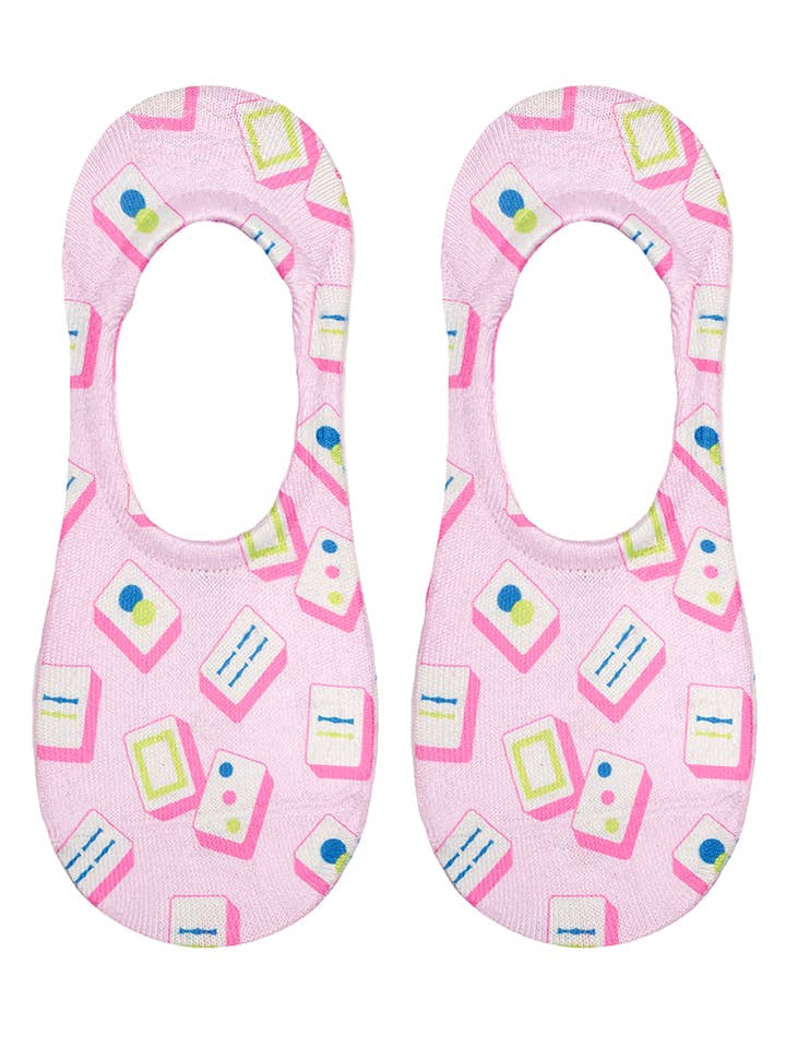 No-Show Liner Socks | Pink Mahjong Tiles