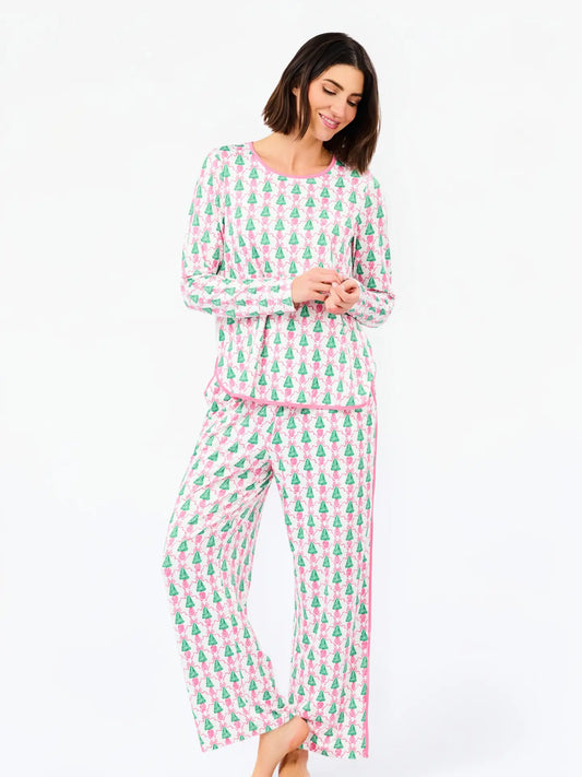 Melody Full Pajama Set | Winter Pines Pink