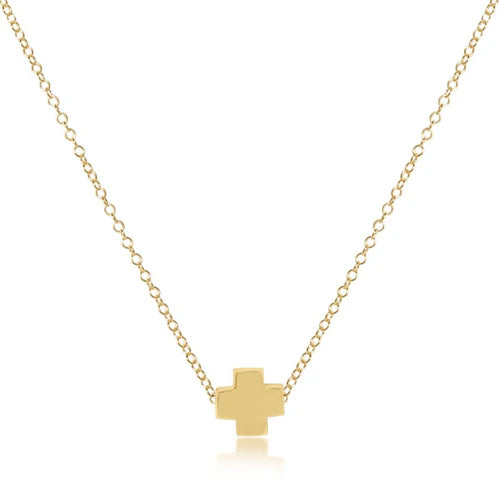 16" Necklace Gold | Signature Cross Small Gold