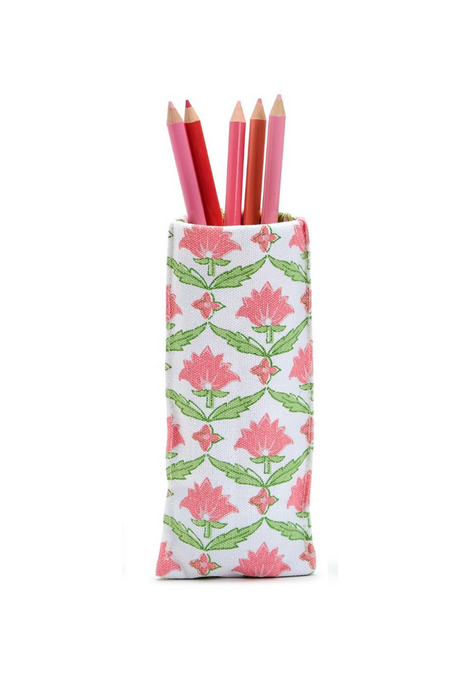 Floral Block Print Weighted Eyeglass Holder | White