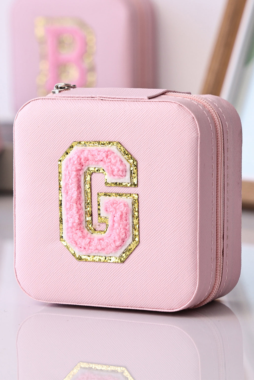 Pink Chenille Initial Letter Jewelry Box | Assorted Styles