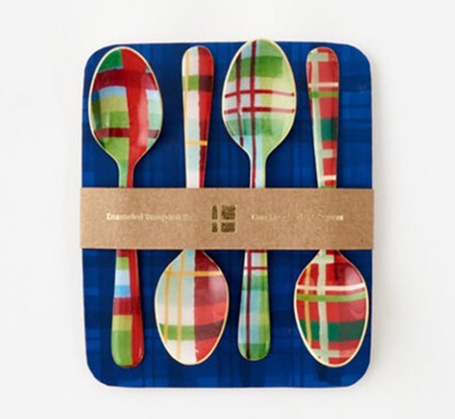 Holiday Enameled Stainless Steel Spoon Set | Plaid
