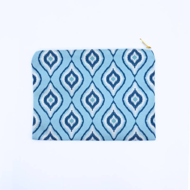 Mahjong Card & Accessory Bag | Blue Ikat