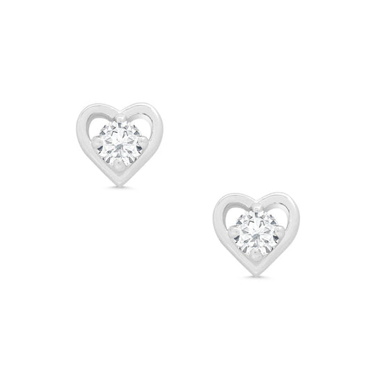 Stud Earrings - Silver Hearts