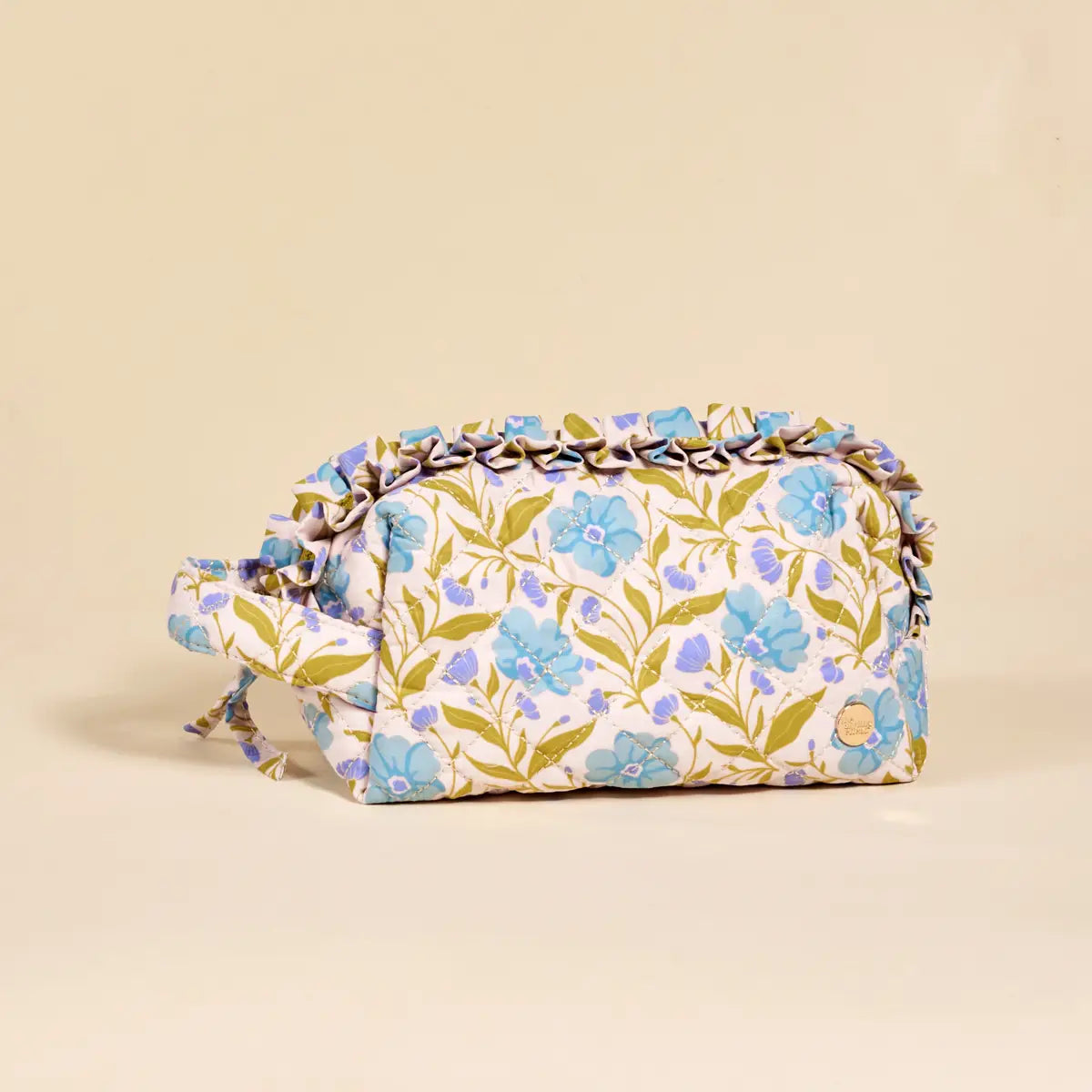 Essentials Quilted Cosmetic Pouch | Poppin' Petals Aqua
