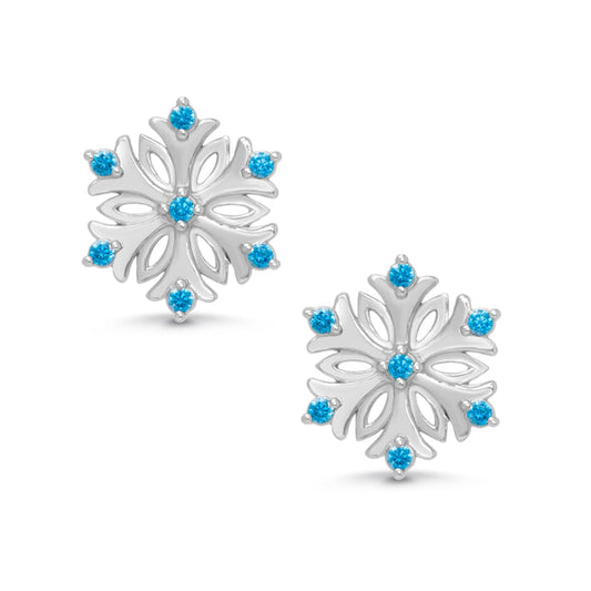 Stud Earrings - Blue & Silver Snowflake