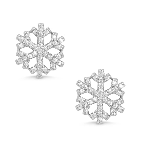 Stud Earrings - Silver Snowflake