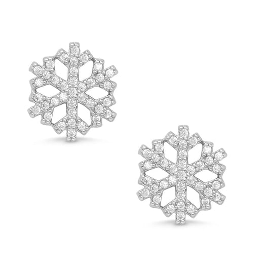 Stud Earrings - Silver Snowflake