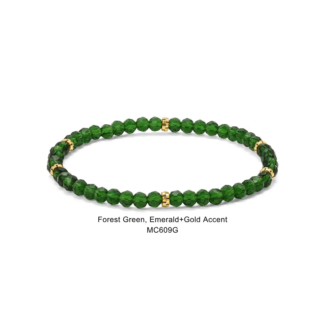 Gem Bracelet - Forest Green w/Gold Accent