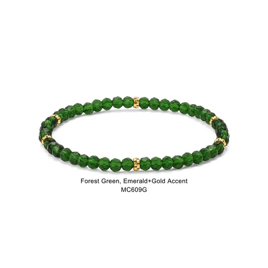 Gem Bracelet - Forest Green w/Gold Accent