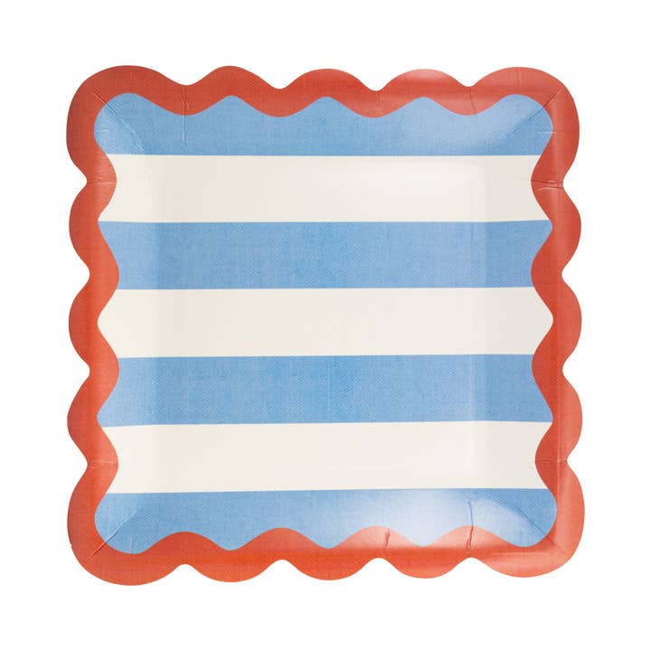 Ric Rac Trim Paper Plates | Hamptons Stripes