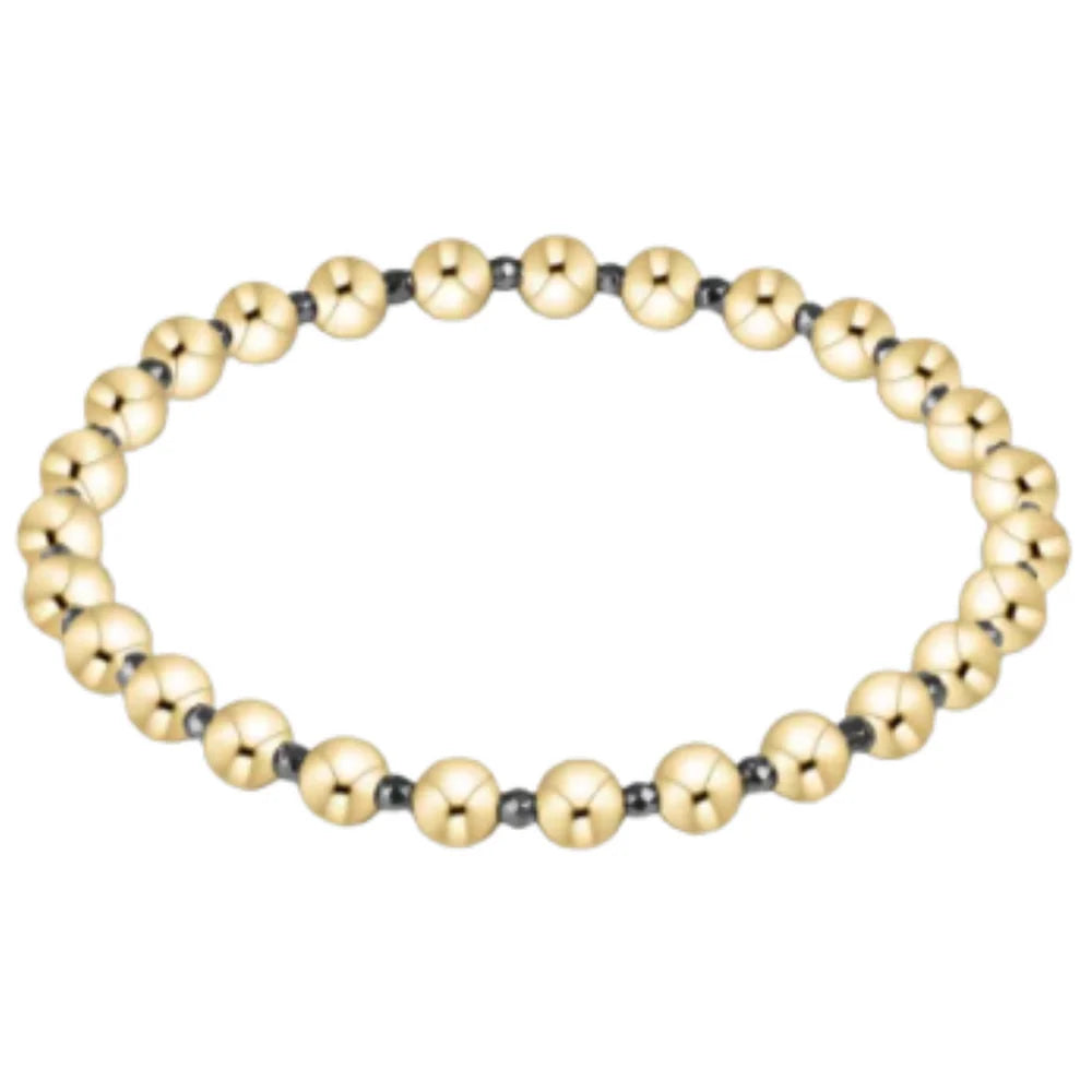 Silver Faceted Hematite Grateful Pattern 5mm Bead Bracelet