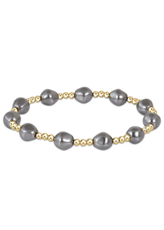 Extends | Admire Gold 3mm Bead Bracelet | Dark Grey Pearl