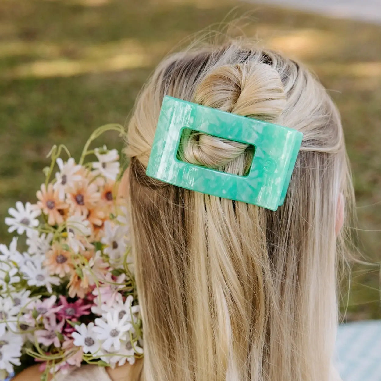 Teleties Flat Rectangle Hair Clip | Spring Splash | Assorted Sizes