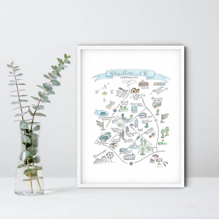Charlotte Matted Map Print