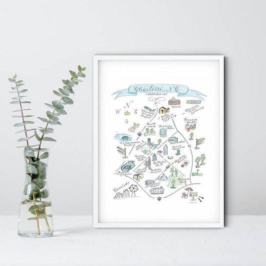 Charlotte Matted Map Print
