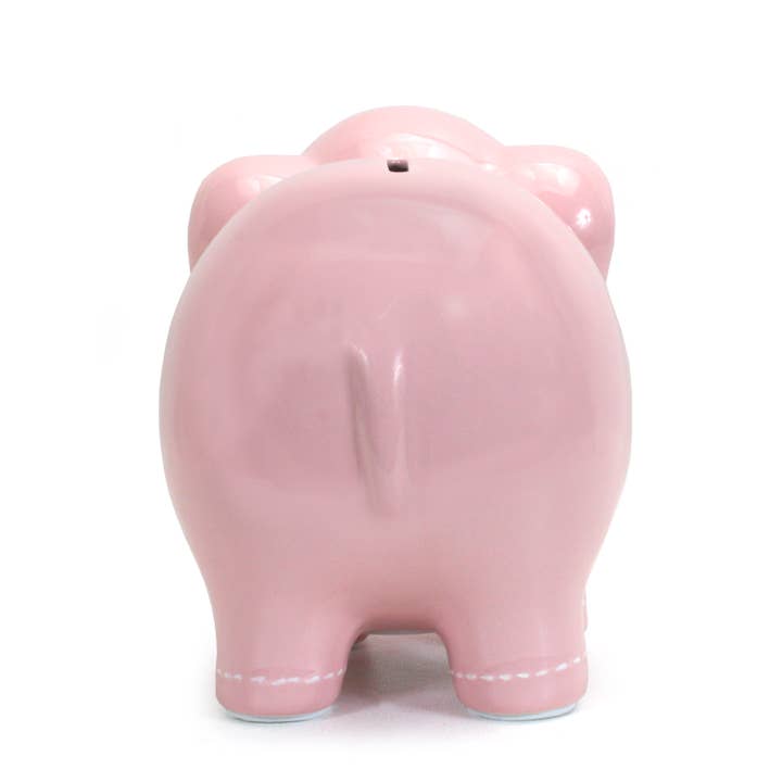Pink Large Stitched Elephant Bank
