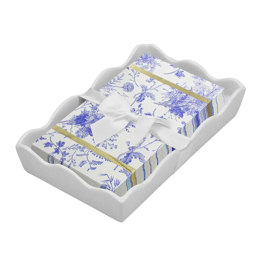 Ceramic Wave Napkin Tray with Guest Towel | Timeless