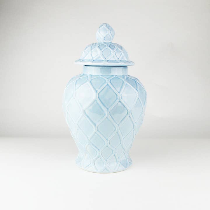 Light Blue Textured Ginger Jar | Large