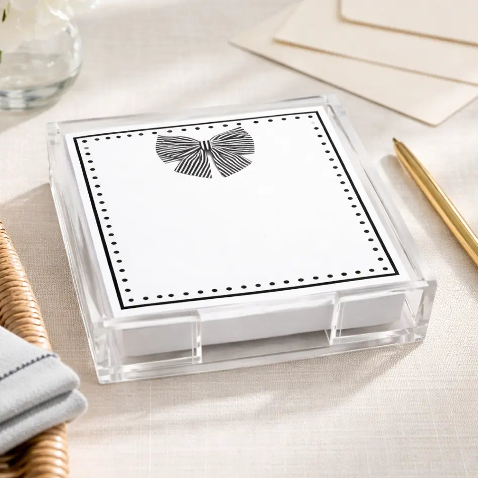 Acrylic Holder & Notepad | Black Bow