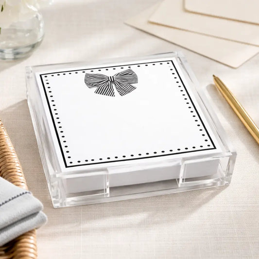 Acrylic Holder & Notepad | Black Bow