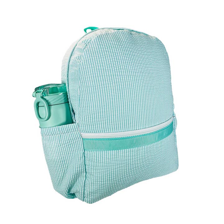 Medium Backpack w/ Pocket | Mint Seersucker