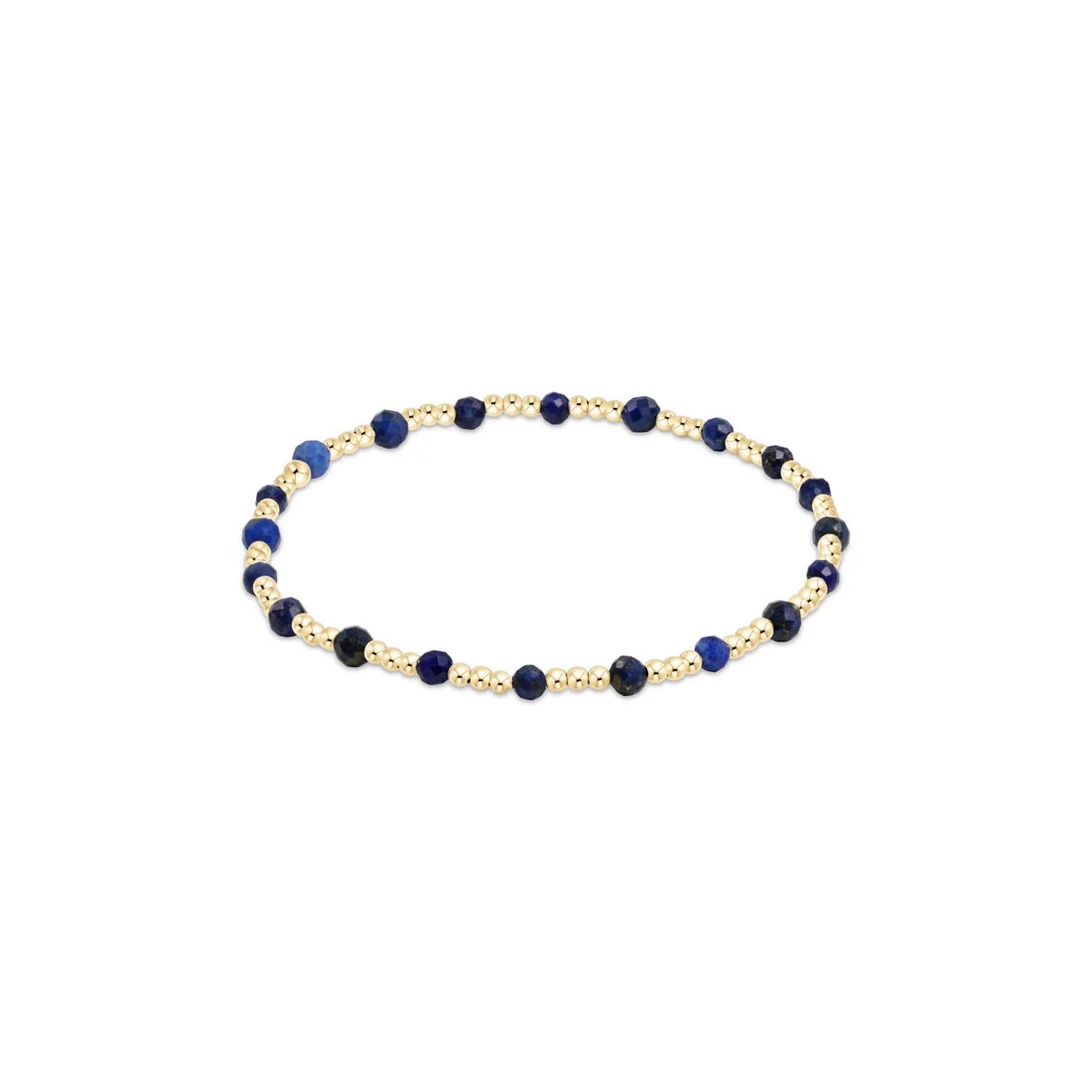 egirl | Gemstone Gold Sincerity Pattern 3mm Bead Bracelet | Lapis