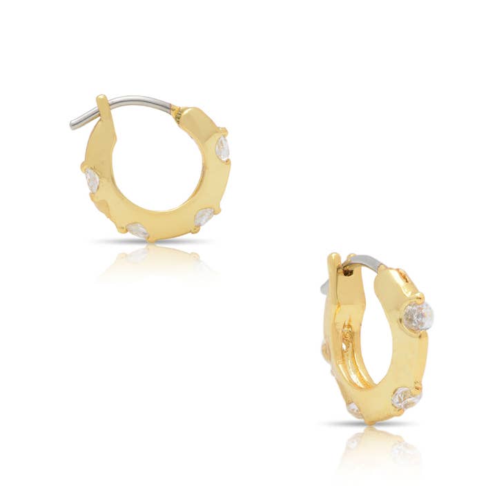 Gold Hoop Earrings | Cubic Zirconia | Small