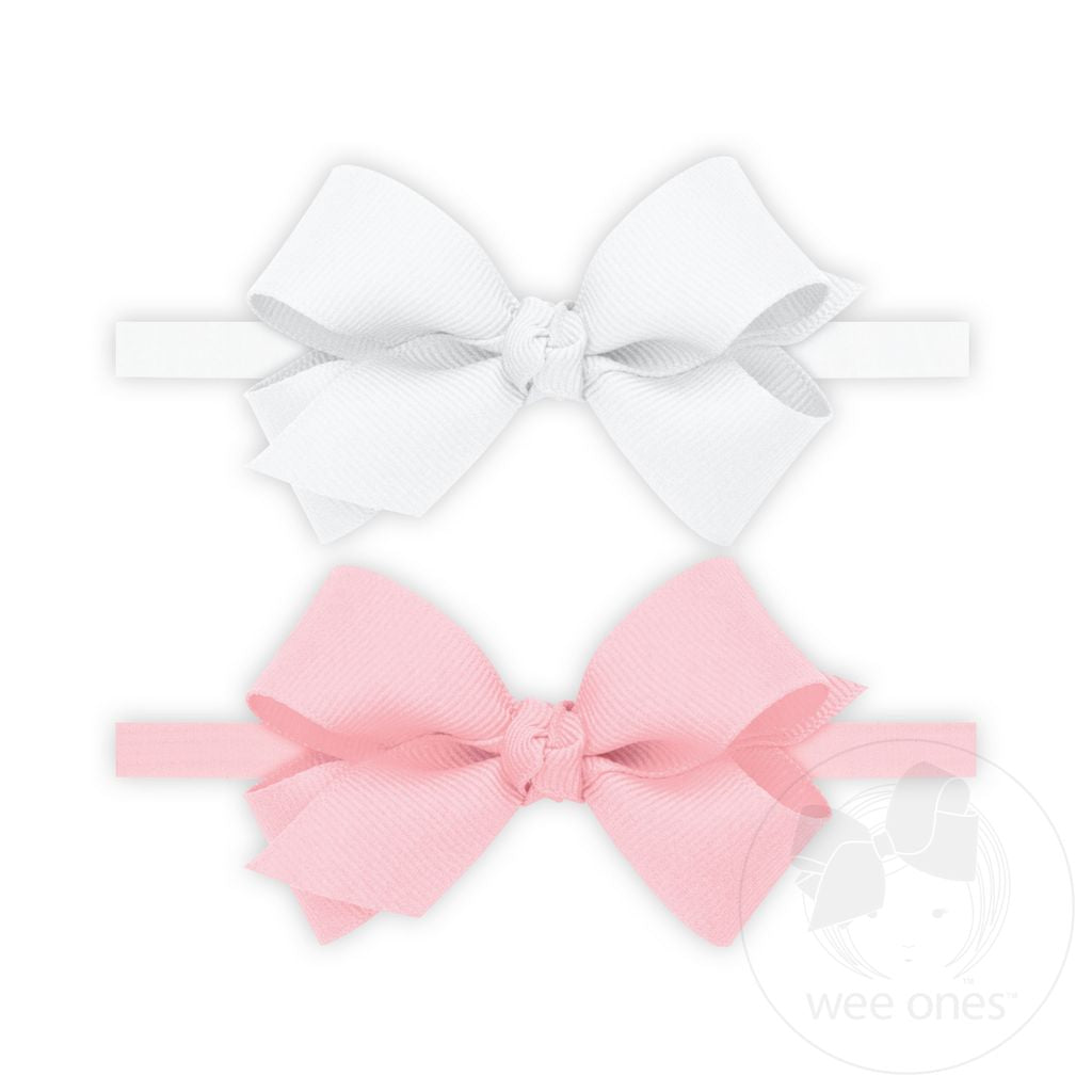 Mini Grosgrain Hair Bows with Knot Wrap | Set of 2