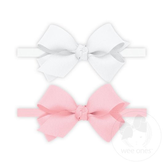 Mini Grosgrain Hair Bows with Knot Wrap | Set of 2