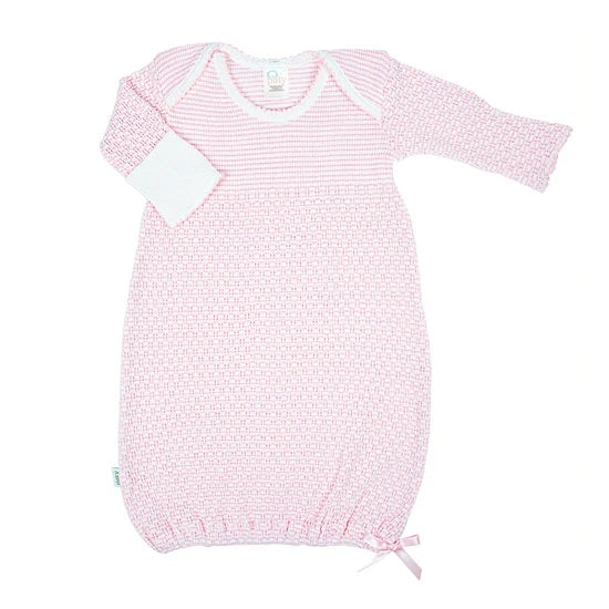 Newborn Overlap Shoulder Gown w/Bows | Pink