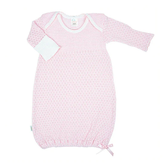 Newborn Overlap Shoulder Gown w/Bows | Pink