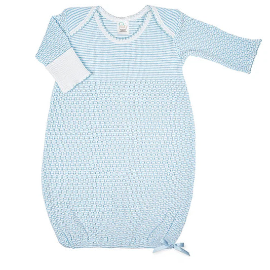 Newborn Overlap Shoulder Gown w/Bows | Blue
