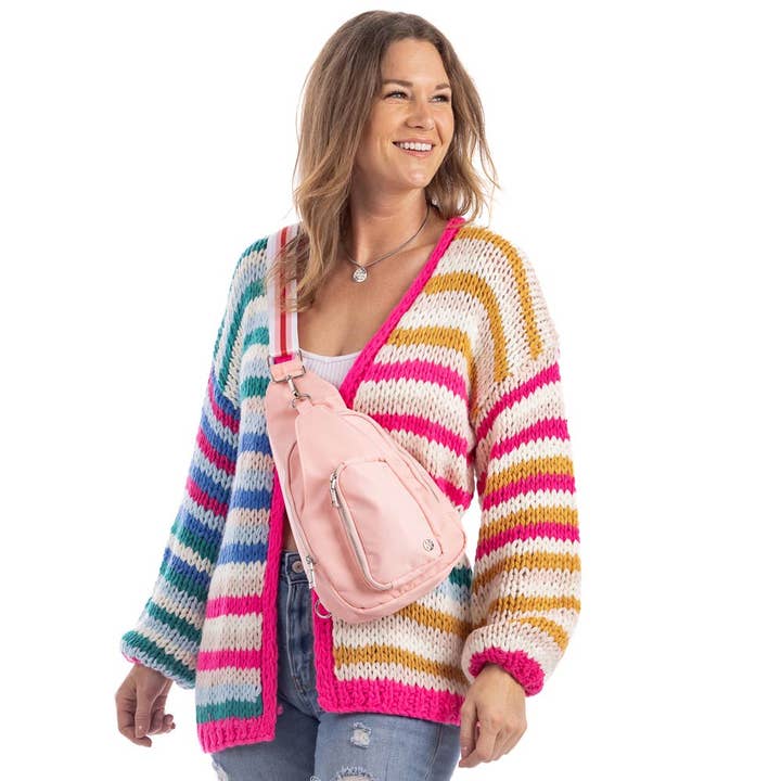 Sling Bag | Striped Strap | Light Pink