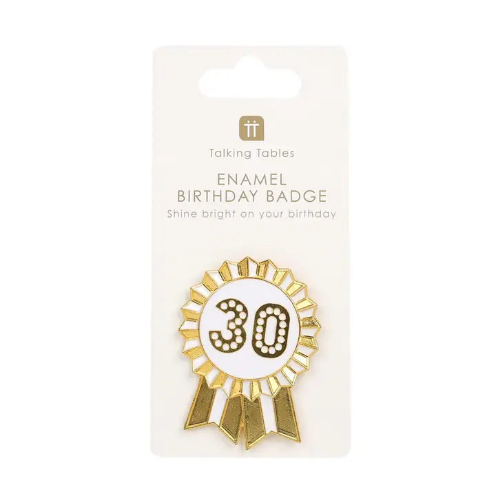 Luxe Gold Enamel Birthday Pin Badge | 30