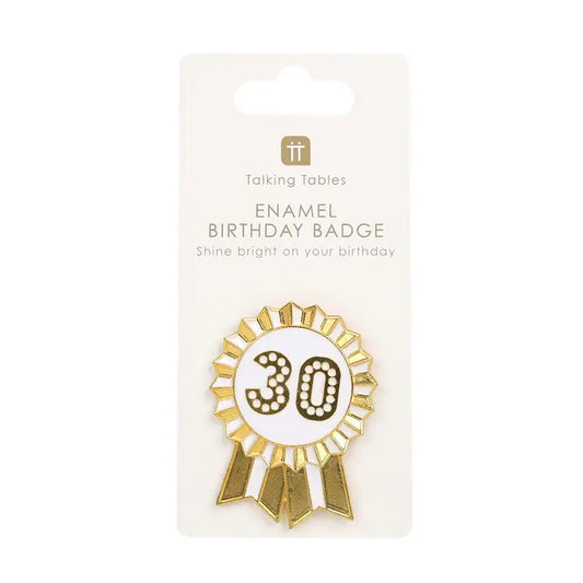 Luxe Gold Enamel Birthday Pin Badge | 30