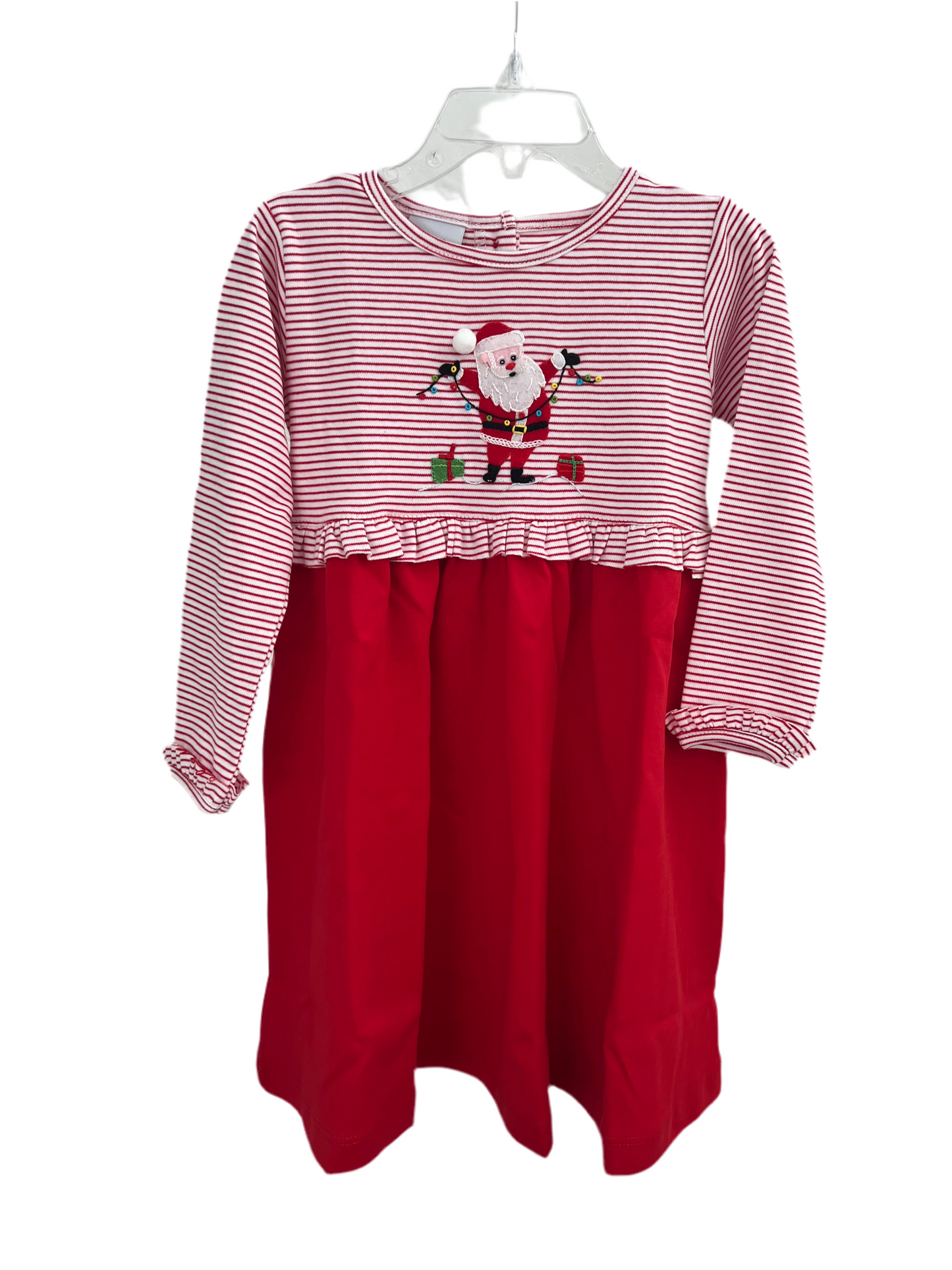 Twinkling Santa Dress with Red Stripe