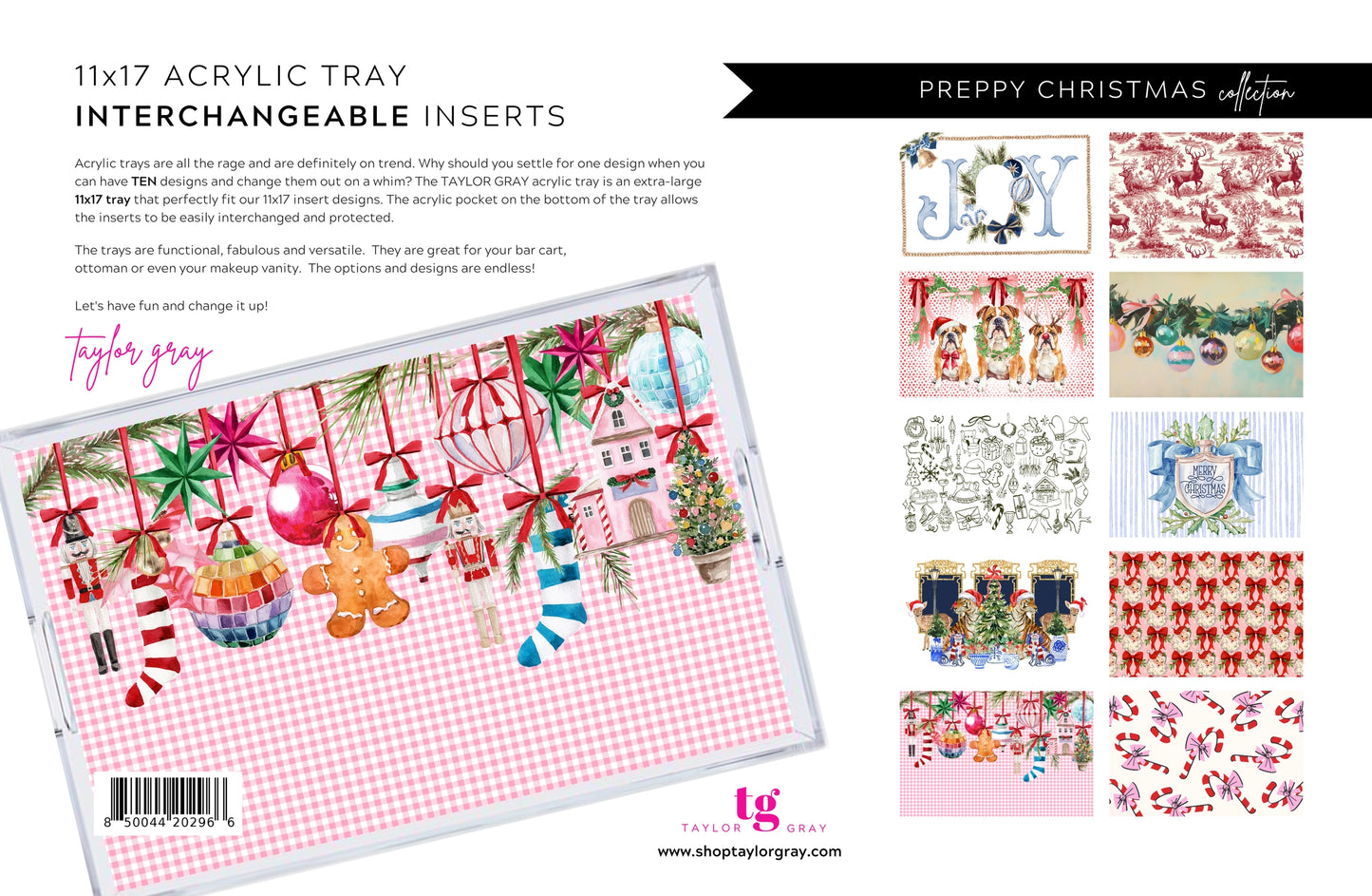 Acrylic Tray Inserts | Preppy Christmas