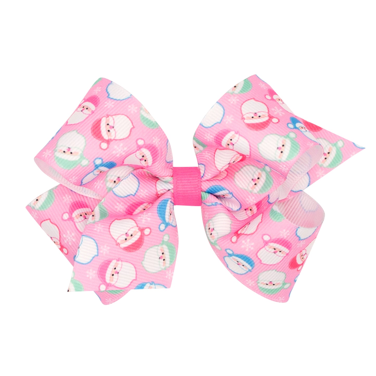 Medium Gosgrain Hair Bow | Pink Santa