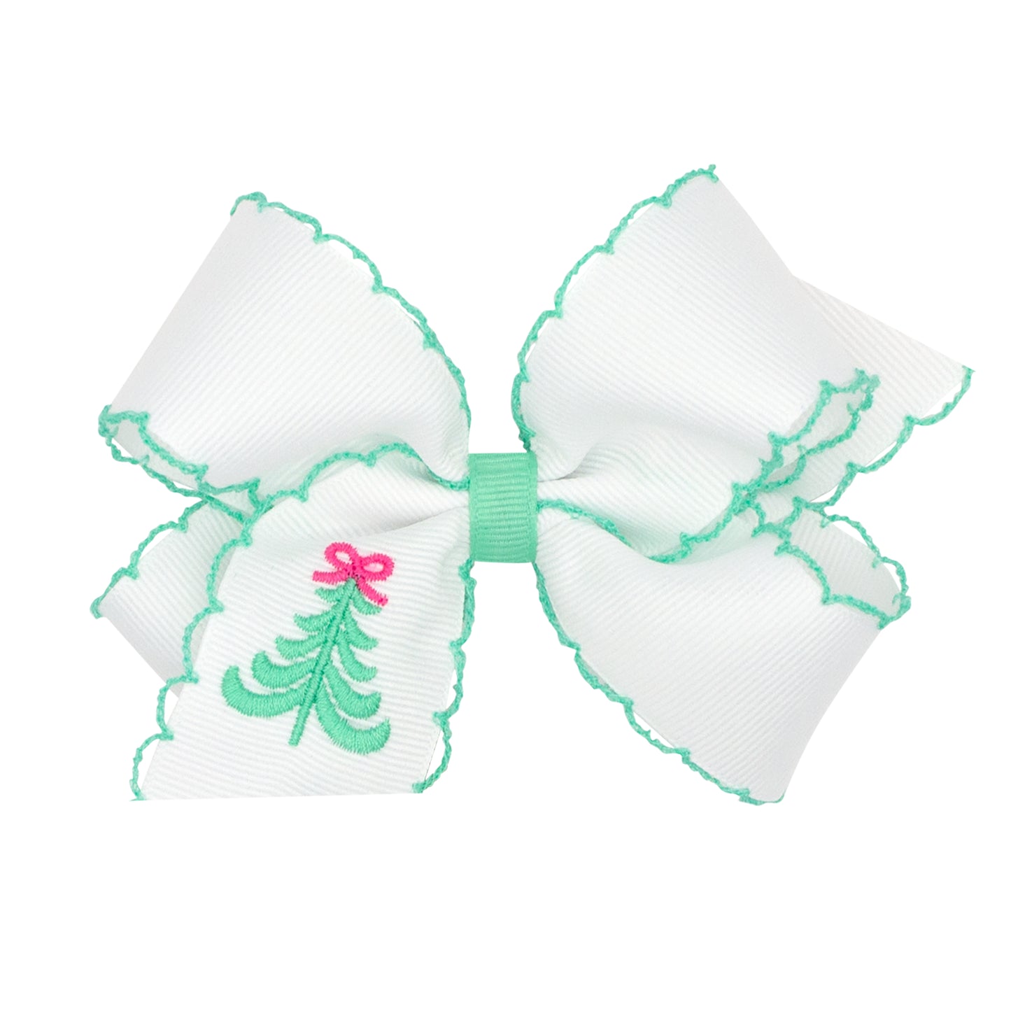 King Grosgrain Hair Bow with Moonstitch Edge | Tree