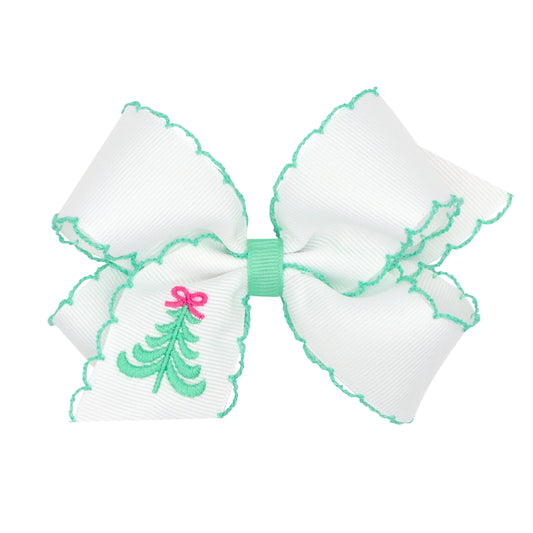 King Grosgrain Hair Bow with Moonstitch Edge | Tree
