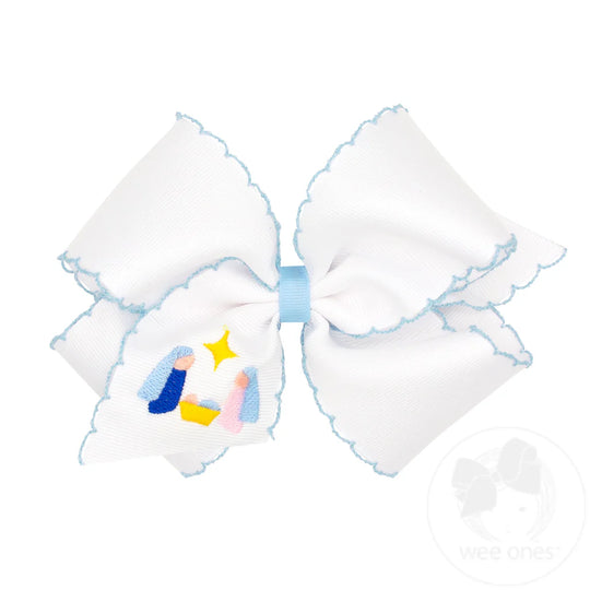 King Grosgrain Hair Bow with Moonstitch Edge | Nativity