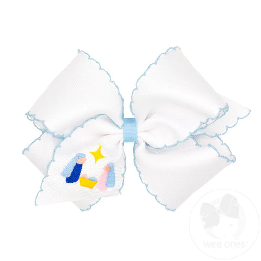 King Grosgrain Hair Bow with Moonstitch Edge | Nativity