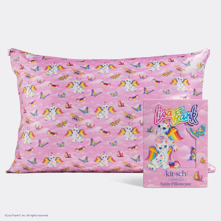 Lisa Frank X Kitsch Standard Satin Pillowcase | Angel Kitty