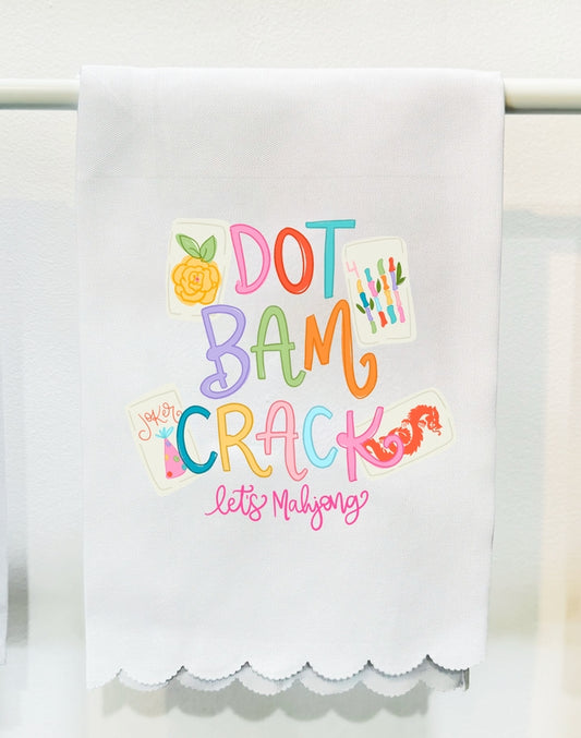 Dot Bam Crack Mahjong | Scalloped Tea Towel
