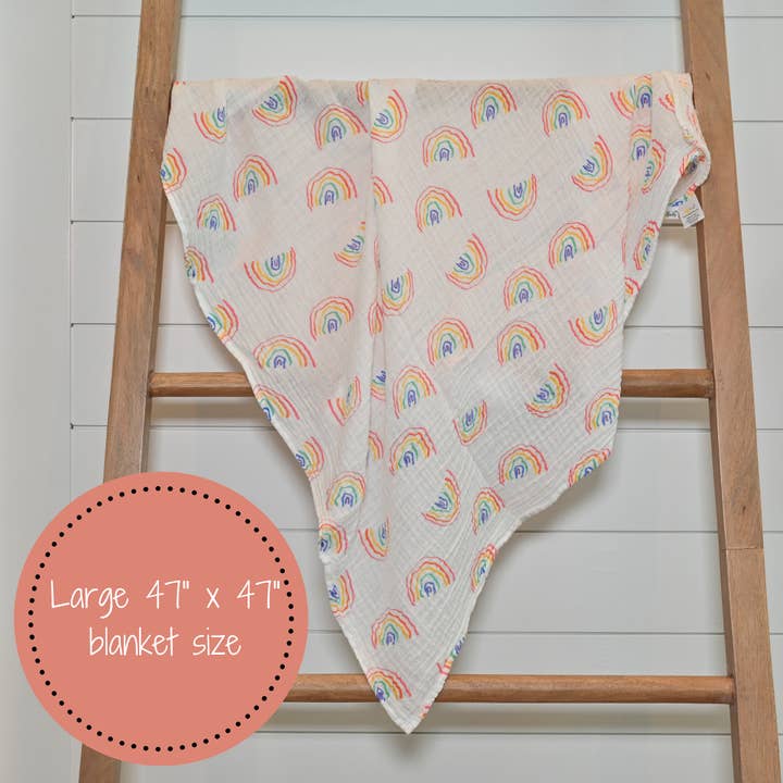 Muslin Swaddle Blanket | Somewhere Over the Rainbow